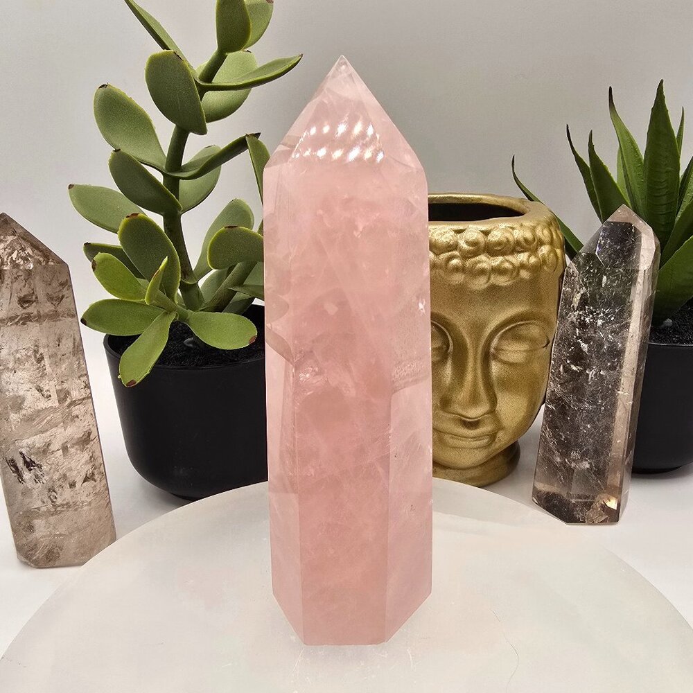 High-Quality Rose Quartz Tower — Stone of Unconditional Love